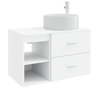 KUPTYERFG Set di mobili da bagno, 2 pezzi, mobiletto per lavabo, bianco, in | Montaggio a parete salvaspazio per bagno e bagno degli ospiti con foro flessibile per rubinetti e ampio spazio di