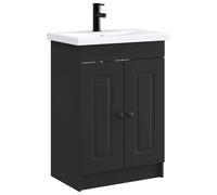 KUPTYERFG Set di mobili da bagno, 2 pezzi, nero, 56 x 37,5 x 81 cm, in | LAVABO COMPATTO PER BAGNO E WC OSPITE - Include lavandino con rubinetto, parte incernierata e pomello in metallo nero.
