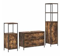 KUPTYERFG Set di mobili da bagno, 3 pezzi, mobile sottolavabo in rovere | Design modulare in legno con gambe in metallo per un sacco di spazio in bagno o bagno degli ospiti.