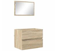 KUPTYERFG Set di mobili da bagno da parete con specchio, in rovere Sonoma | Combinazione salvaspazio di armadietto pensile e specchio da parete per bagni compatti, bagni per gli ospiti e bagni moderni.