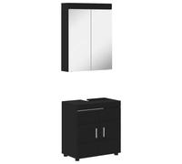 KUPTYERFG Set di mobili da bagno Tulum, 2 pezzi, nero, con armadietto a | Elegante set di mobili da bagno in legno nero opaco per un sacco di ordine e struttura nel bagno degli ospiti e in bagno.