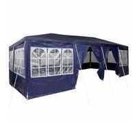 KUPTYERFG Tenda per feste, colore blu, 8 x 4 m, con 8 pareti laterali | Ampio rifugio per giardino, terrazza e parco con finestre trasparenti ed elementi flessibili per finestre.
