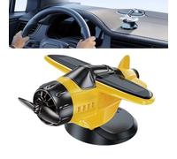 KUQEOA Soprammobile solare per auto, soprammobile creativo a forma di elicottero/aereo alimentato a energia solare, ideale per decorare il cruscotto dell'auto (Giallo)