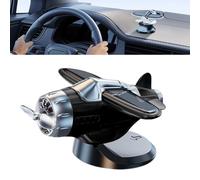 KUQEOA Soprammobile solare per auto, soprammobile creativo a forma di elicottero/aereo alimentato a energia solare, ideale per decorare il cruscotto dell'auto (Nero)