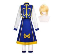Kurapika - Costume per cosplay, costume Feitan Pōtoo per cosplay, gonna uniforme blu o abito Feitan Pōtoo con colletto alto esagerato, set completo, per cosplay, Halloween, carnevale