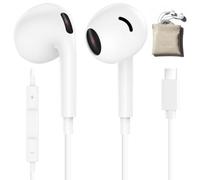 kurdene Auricolari in-ear con cavo USB C, con custodia portatile, microfono e controllo del volume, compatibili con iPhone 17/16/15/15 Pro Max, iPad Pro, Samsung, Pixel, bianco