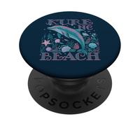 Kure Beach NC Dolphin Lover, souvenir da spiaggia colorato PopSockets PopGrip Adesivo