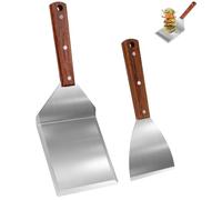 Kureny 2PCS Kit Accessori Barbecue in Acciaio Inox,Set di Spatole per Plancha,Set di Utensili per Barbecue di Alta qualità