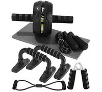 Kureny Set per addominali,6 in 1 con fascia per fitness, flessioni,tappetino per ginocchia, Corda per Saltare,Pinza Mano,ideale per uomini e donne per allenarsi a casa