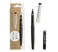 Kuretake MANNEN MOUHITSU Fude Brush Pen (No.13) Corpo nero con cartuccia di ricambio, inchiostro nero, punta flessibile per kanji, lettering, calligrafia, disegno artistico, Made in Japan