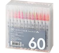 Kuretake - Pennelli veri per acquerelli, colori pieni e reali, set di 60 colori