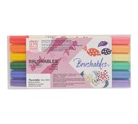 Kuretake ZIG, Brushable, set di pennarelli con doppia punta (bicolore) Vivid