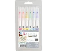 Kuretake ZIG CLEAN COLOR DOT Single Tip, Mild 6 colors set, Made in Japan (Mild 6 colors)