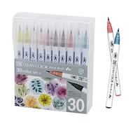 Kuretake ZIG Clean Color,Pennello in vero colore, 30 colori con punte flessibili per pennello, penne acquerello per pittura, calligrafia e scritte per artisti e pittori principianti, Made in Japan