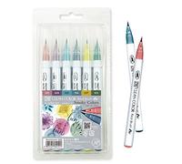 Kuretake ZIG CLEAN COLOR Real Brush Set di 6 colori, penna a pennello flessibile, realizzata in Giappone (colori fumé)