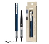 Kuretake Zig Letter Pen COCOIRO, Body color DEEP BLUE and Refill black, Refillable Marking Pen, with Flexible ExtraFine Brush Tip, Made in Japan