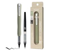 Kuretake Zig Letter Pen COCOIRO, Body color SMOKY OLIVE and Refill nero, Refillable Marking Pen, with Flexible ExtraFine Brush Tip, Made in Japan