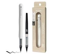 Kuretake Zig Letter Pen COCOIRO Refill Set, Body color WHITE and Refill nero, Refillable Marking Pen, with Flexible ExtraFine Brush Tip, Made in Japan