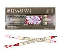 Kuretake Zig - Pennarelli per caligrafia, set da 3 colori (rosa rosa), 2 mm, 5 mm, doppia punta, per arte, illustrazione, diario, realizzati in Giappone