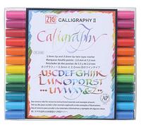 Kuretake Zig - Pennarelli per calligrafia, 24 colori, 2 mm e 3,5 mm, a doppia punta, per scrittura e scrittura a mano, per professionisti, principianti, inchiostro a base d'acqua, realizzati in