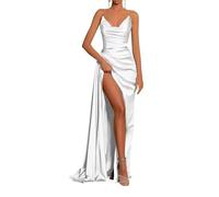 KURFACE Abito da sposa abito da sposa sirena spalla fredda senza spalline senza maniche lungo Prom Dress per le donne WSX419, bianco, 34