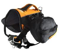 Kurgo Baxter - Zaino per Cani, Borsa per Sella per Cani, Zaino per Animali Domestici per Escursionismo, Passeggiate o Campeggio, Nero/Arancione - Medio (M)