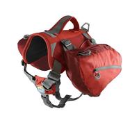 Kurgo Baxter - Zaino per Cani da Escursione con Supporto Ergonomico per la Schiena, Carico Bilanciato e Borse Laterali Resistenti - Per Cani 14-39 kg - Rosso Chili
