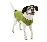 Kurgo Core - Maglione a maglia con fodera in pile per cani, per il freddo, apertura con cerniera per guinzaglio, collo regolabile, per tutto l’anno, per cani di piccola taglia, verde, XS