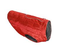 Kurgo Loft - Cappotto Reversibile per Cani, Resistente all'Acqua, Riflettente, Leggero, Compatibile con Imbracatura - Rosso/Grigio, XS