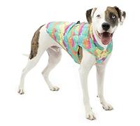 Kurgo Loft - Giacca invernale per cani, reversibile, riflettente, da indossare con imbracatura, resistente all'acqua, per animali domestici di taglia piccola, media e grande (strisce acquerello, M)