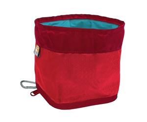 Kurgo Zippy - Ciotola Pieghevole da Viaggio per Cani - Soluzione Compatta per l’Acqua con Contenitore Senza BPA, Materiali Resistenti e Moschettone - Lavabile in Lavastoviglie - Rosso Fienile