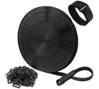 kurkip 10M fascette fermacavo con 60 fibbie, fermacavi riutilizzabili 2 cm larghezza, fascette a strappo, cinghie fermacavi per cable management, per organizzare cavi, tubi flessibili, nero