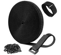 kurkip 5M fascette fermacavo con 30 fibbie, fermacavi riutilizzabili 2 cm larghezza, fascette a strappo, cinghie fermacavi per cable management, per organizzare cavi, tubi flessibili, nero