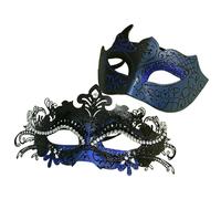 Kurmingary Set di maschere per coppie, maschera Venezia per feste, antichi guerrieri romani e veneziani, per donne e uomini, colore nero e blu