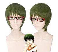 Kuroko'S Basketball Midorima Shintaro Parrucche Cosplay Fibra Ad Alta Temperatura Capelli Sintetici Verde Oliva Capelli Corti + Cappuccio Per Capelli Gratuito Pl-244