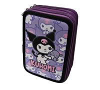 Kuromi Astuccio Tre Scomparti Riempito Cancelleria Scuola Viola Originale Sanrio
