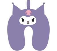 Kuromi Hello Kitty Series, cuscino da viaggio a forma di U in viola con applicazione Kuromi e maniglie integrate per un facile aggancio in auto o zaino