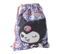 Kuromi Hello Kitty - Zaino per la scuola da bambina, con chiusura a cordoncino e spalline, 27 x 33 cm, 100% poliestere, licenza ufficiale, ideale per la scuola e le attività