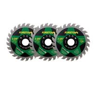 KURSTOL Disco Carburo per Legno - 85mm x 3 TCT Dischi Taglio per Legno Plastica Compensato Truciolato Multistrato con 15mm Albero, 15/10mm Rondella