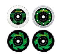 KURSTOL Disco da Taglio 4pcs 75mm - 1pc Disco Diamantato per Piastrelle, 1pc Disco Carburo per Legno Gomma, 2pcs Dischi HSS per Metallo Morbido, con 10mm Arbor