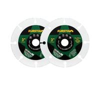 KURSTOL Disco da taglio per legno, laminato, plastica, 2 pezzi, 75 mm, disco da taglio in carburo di tungsteno, lama per sega da 11,12 mm, con rondella da 9,5 mm, per gomma e plastica