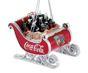 Kurt Adler Coca-Cola Slitta in Resina con Bottiglie Ornamento #CC2155