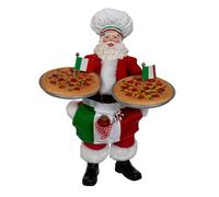Kurt Adler Fabriché™ Chef Babbo Natale con due vassoi di pizza