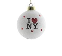Kurt Adler I Love NY - Palla di vetro ornamentale natalizia, bianco, rosso, nero, 6 pollici