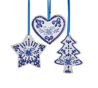 Kurt Adler - Ornamenti a forma di stella, in porcellana, 7,6 cm, colore: Blu