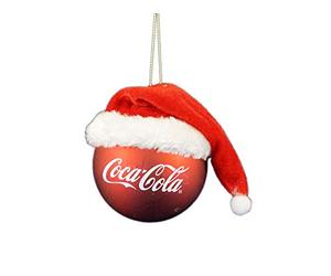 Kurt Adler Ornamento a Sfera Coca-Cola con Cappello da Babbo Natale, Vetro, Dimensioni Standard