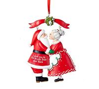 Kurt Adler - Ornamento in resina con Babbo Natale sotto vischio, 9,5 cm