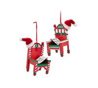 Kurt Adler - Sedia in legno per Babbo Natale con decorazione a forma di Babbo Natale, 2 pezzi assortiti