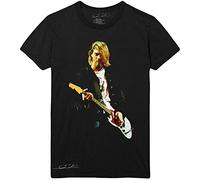 Kurt Cobain Maglietta Guitar Photo Colour Logo Nuovo Ufficiale Unisex Nero Taglia M, Nero, M