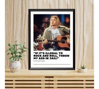 Kurt Cobain, Nirvana - Quadro Stampa Poster musica Vintage CORNICE INCLUSA 40x30